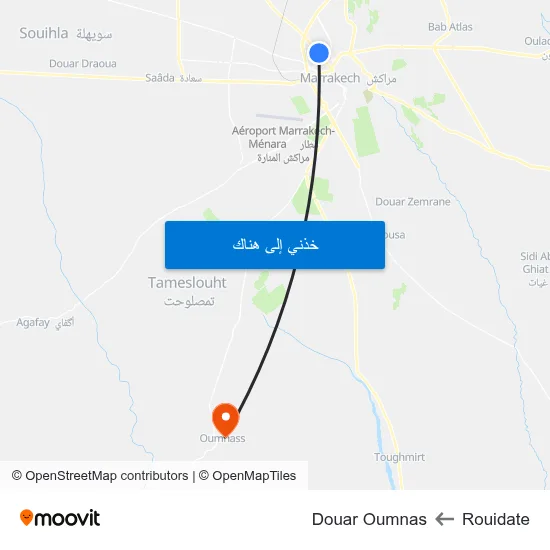 Rouidate to Douar Oumnas map