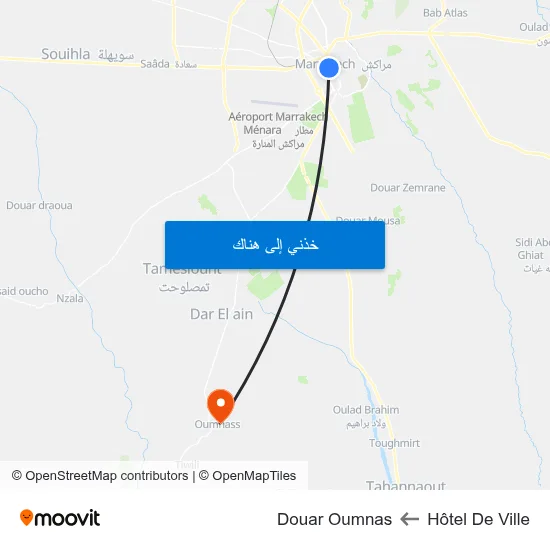 Hôtel De Ville to Douar Oumnas map