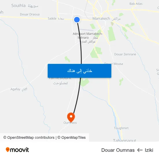 Iziki to Douar Oumnas map