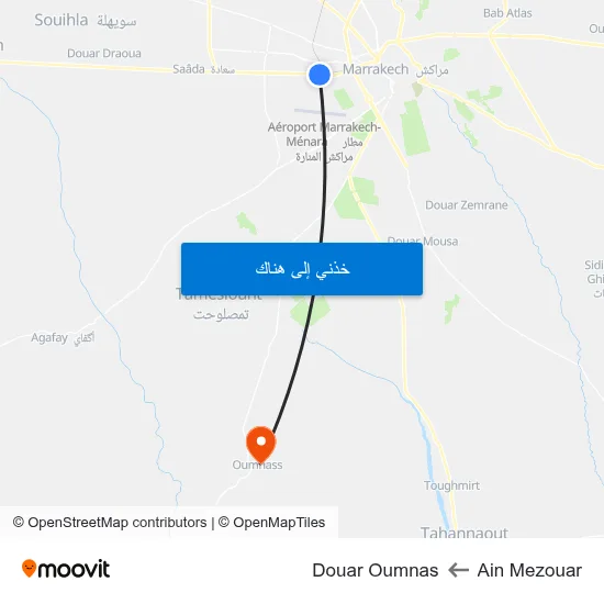 Ain Mezouar to Douar Oumnas map