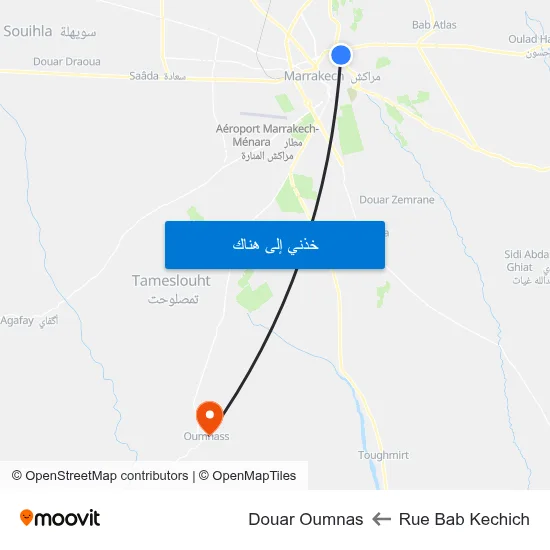 Rue Bab Kechich to Douar Oumnas map