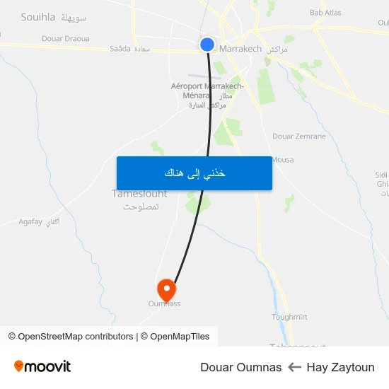 Hay Zaytoun to Douar Oumnas map