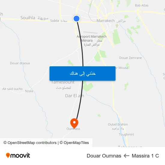 Massira 1 C to Douar Oumnas map