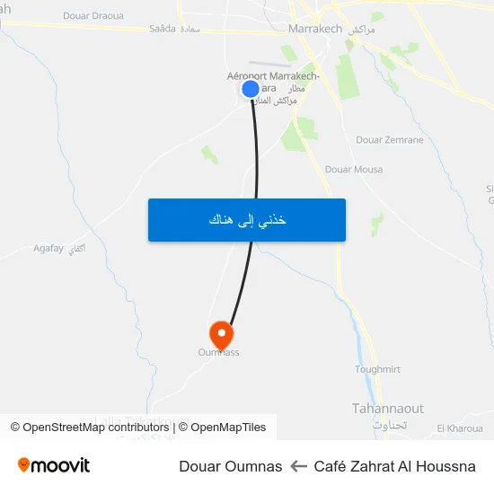 Café Zahrat Al Houssna to Douar Oumnas map