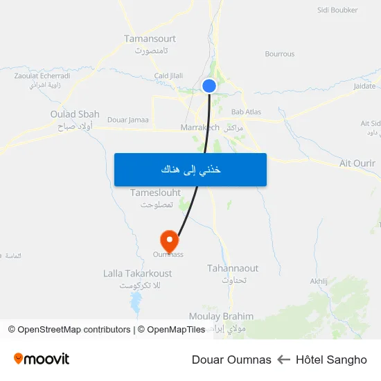 Hôtel Sangho to Douar Oumnas map