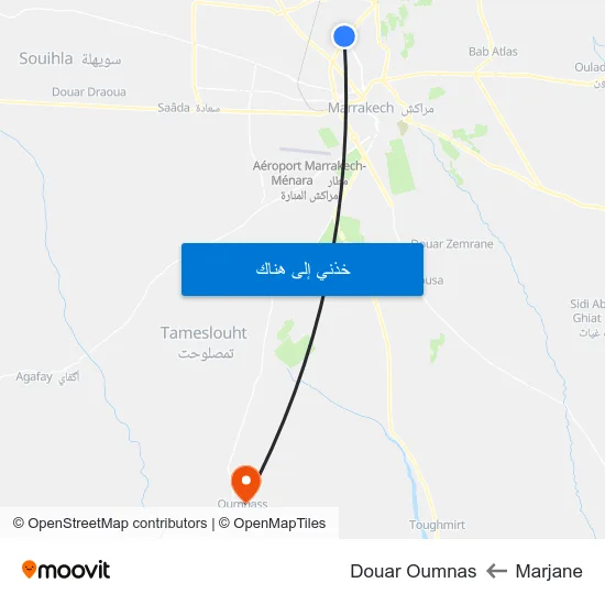 Marjane to Douar Oumnas map