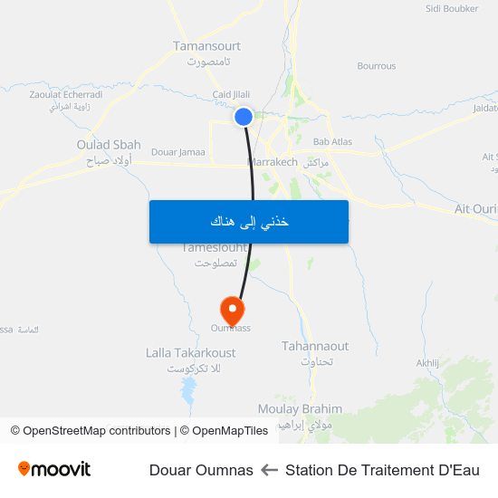 Station De Traitement D'Eau to Douar Oumnas map