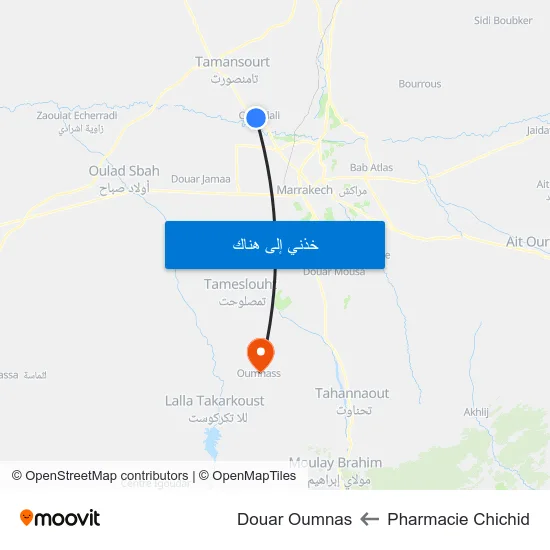 Pharmacie Chichid to Douar Oumnas map
