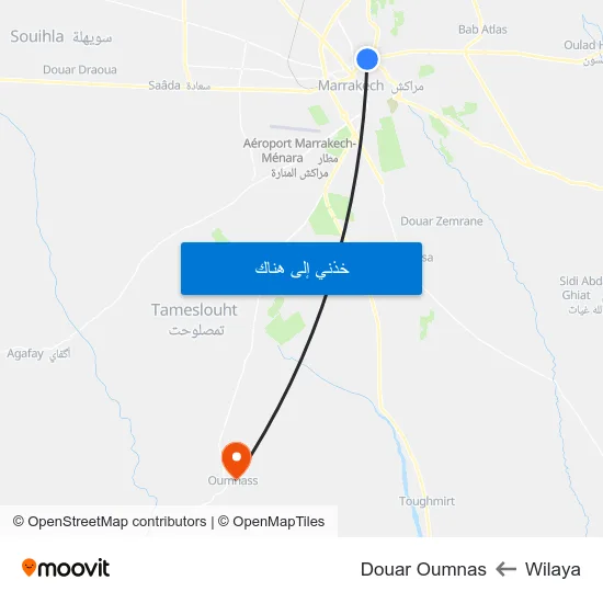 Wilaya to Douar Oumnas map