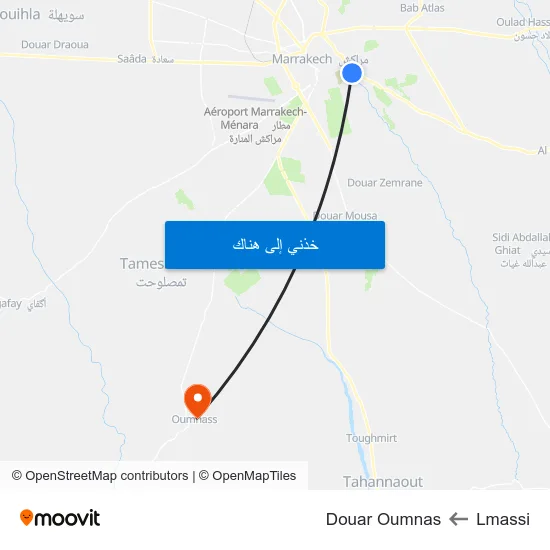 Lmassi to Douar Oumnas map