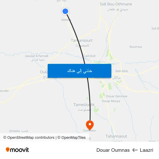 Laazri to Douar Oumnas map
