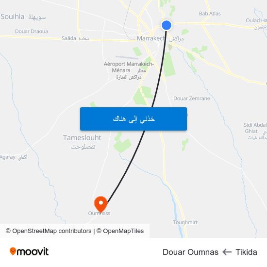 Tikida to Douar Oumnas map