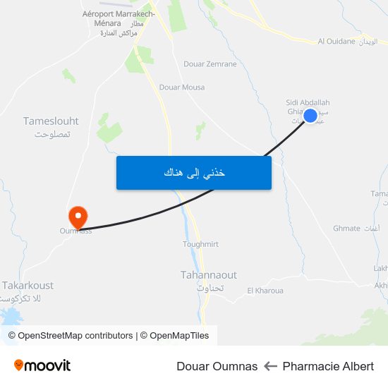 Pharmacie Albert to Douar Oumnas map