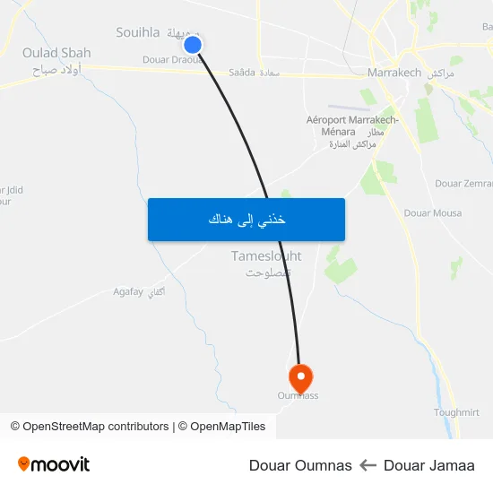 Douar Jamaa to Douar Oumnas map