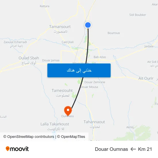 Km 21 to Douar Oumnas map