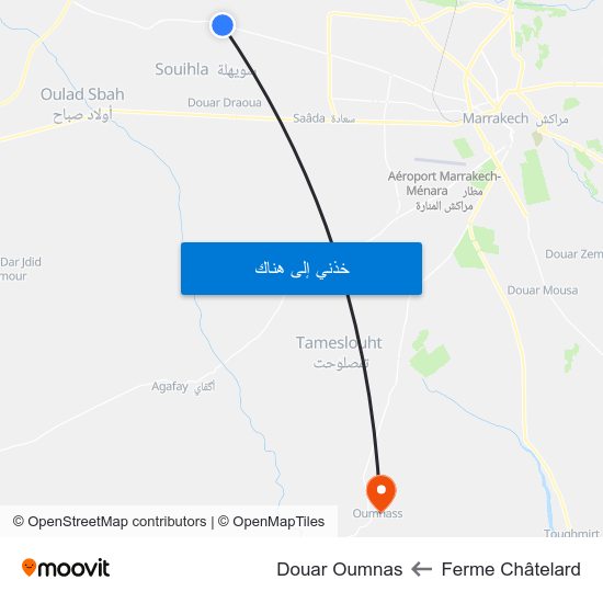 Ferme Châtelard to Douar Oumnas map