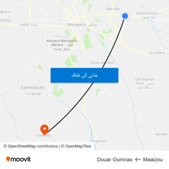 Maaizou to Douar Oumnas map