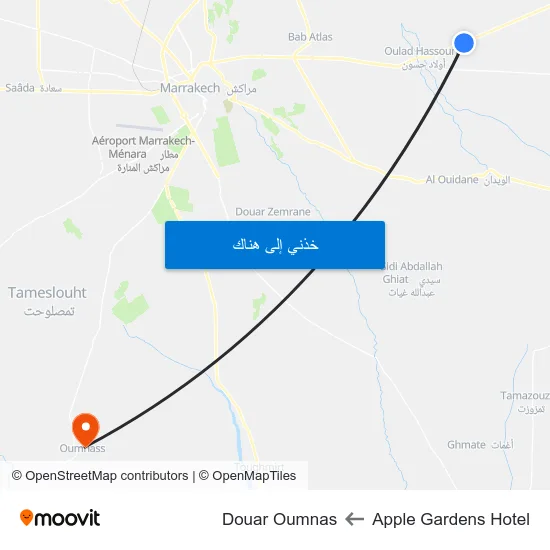 Apple Gardens Hotel to Douar Oumnas map