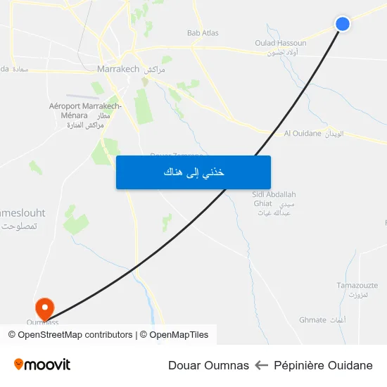Pépinière Ouidane to Douar Oumnas map
