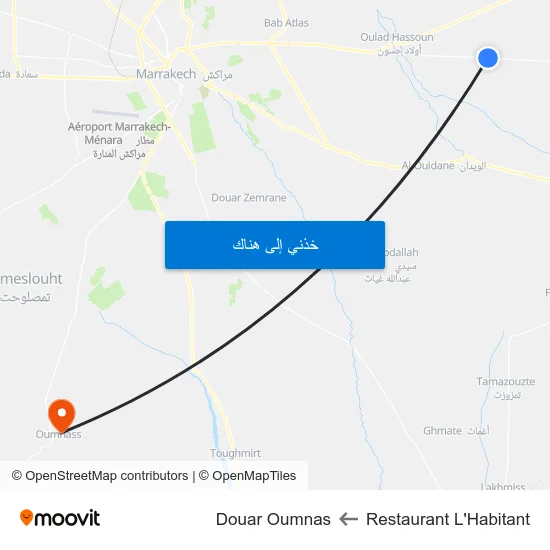 Restaurant L'Habitant to Douar Oumnas map