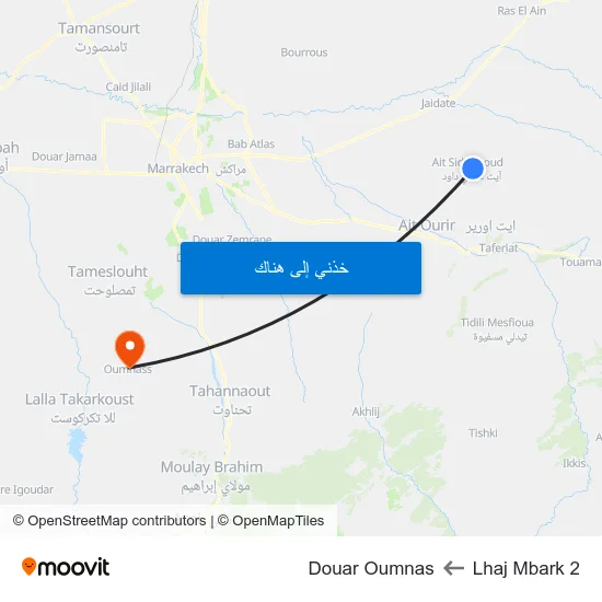 Lhaj Mbark 2 to Douar Oumnas map