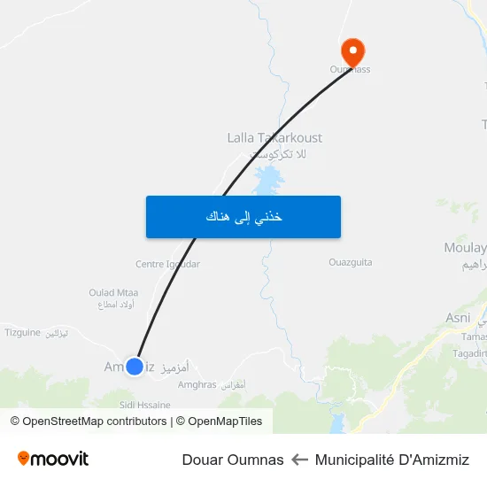 Municipalité D'Amizmiz to Douar Oumnas map
