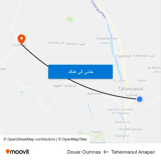 Tahennaout Anapec to Douar Oumnas map