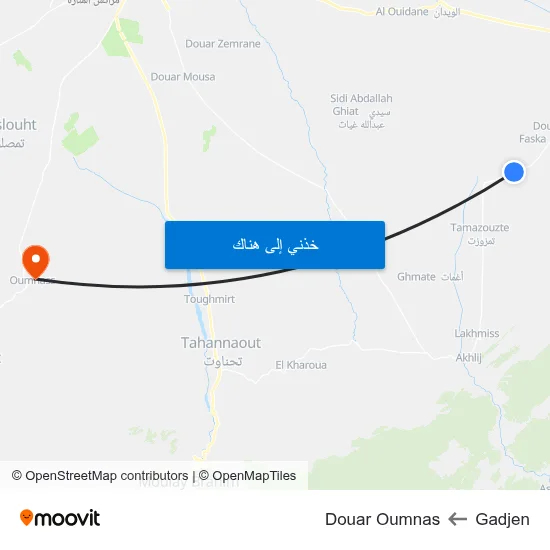 Gadjen to Douar Oumnas map