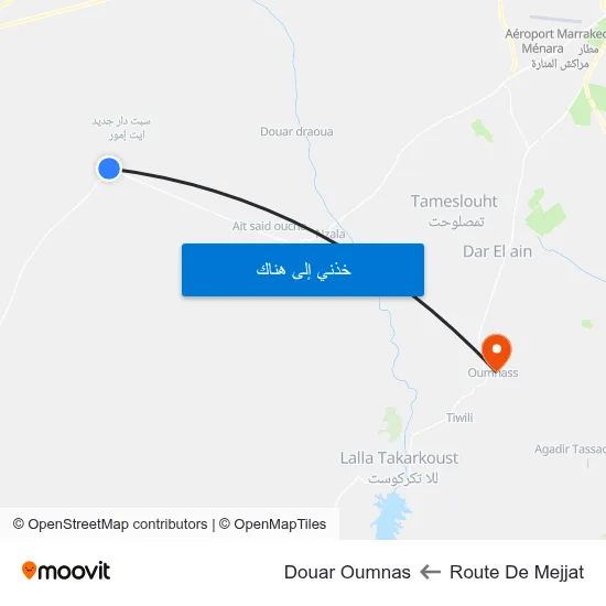 Route De Mejjat to Douar Oumnas map