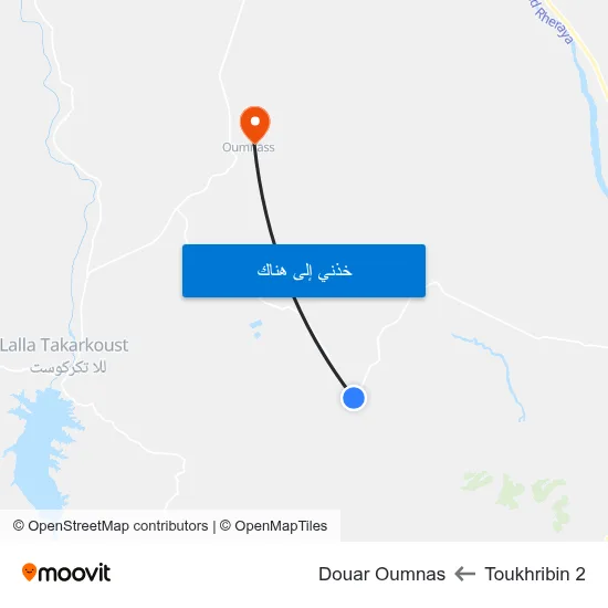 Toukhribin 2 to Douar Oumnas map