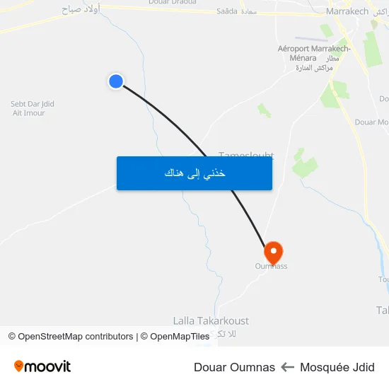 Mosquée Jdid to Douar Oumnas map