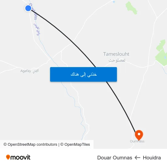 Houidra to Douar Oumnas map