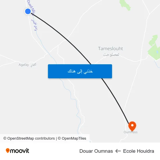 Ecole Houidra to Douar Oumnas map