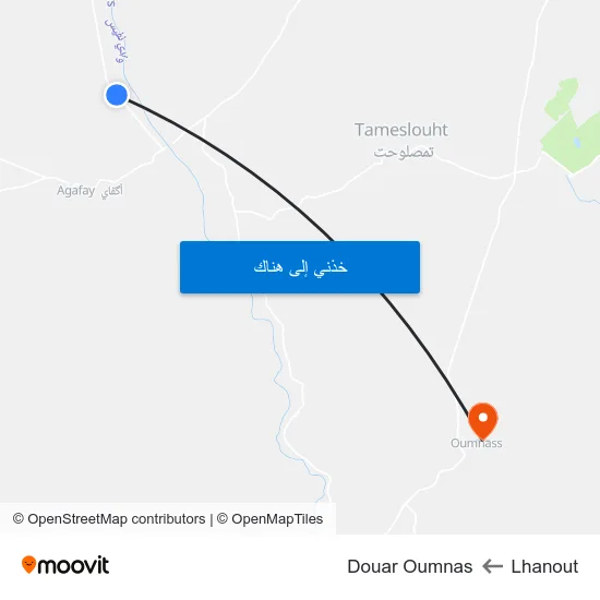 Lhanout to Douar Oumnas map