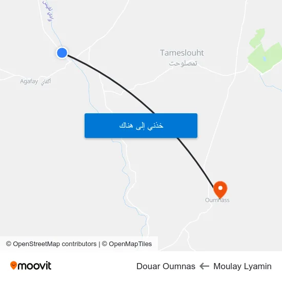 Moulay Lyamin to Douar Oumnas map
