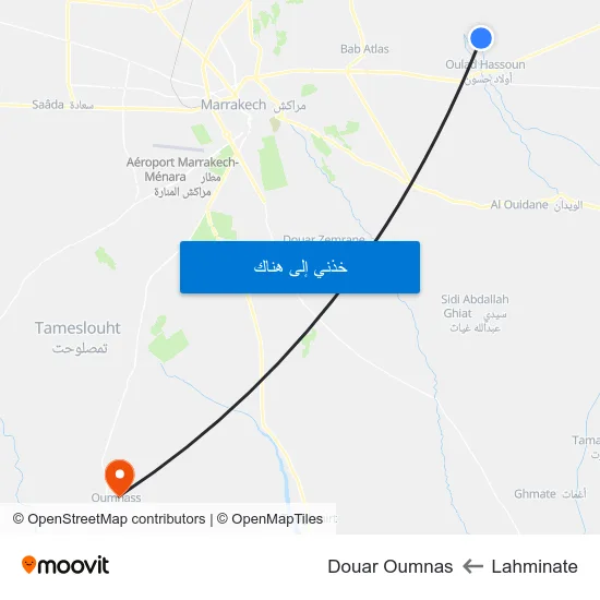 Lahminate to Douar Oumnas map