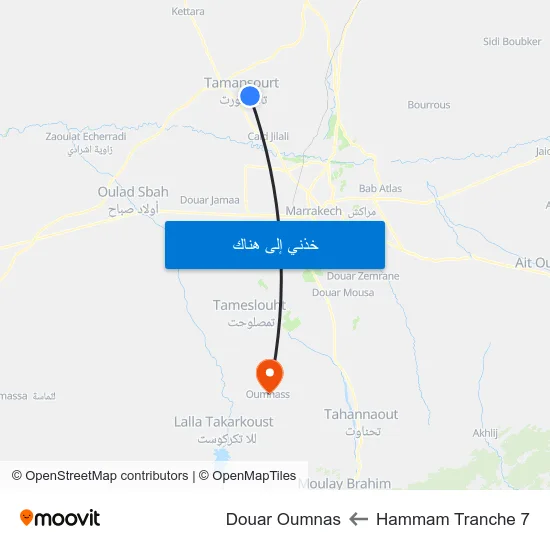 Hammam Tranche 7 to Douar Oumnas map