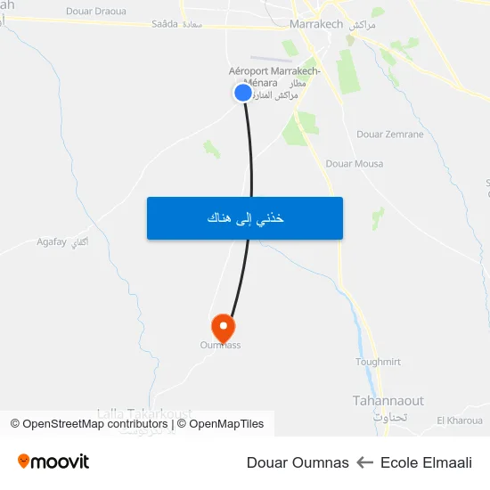 Ecole Elmaali to Douar Oumnas map