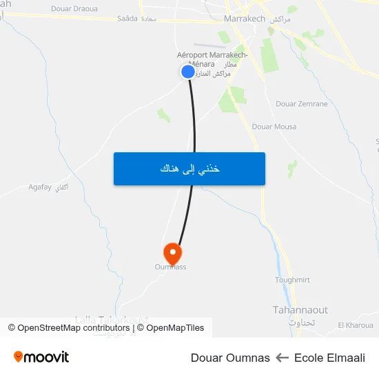 Ecole Elmaali to Douar Oumnas map