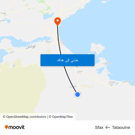 Tataouine to Sfax map
