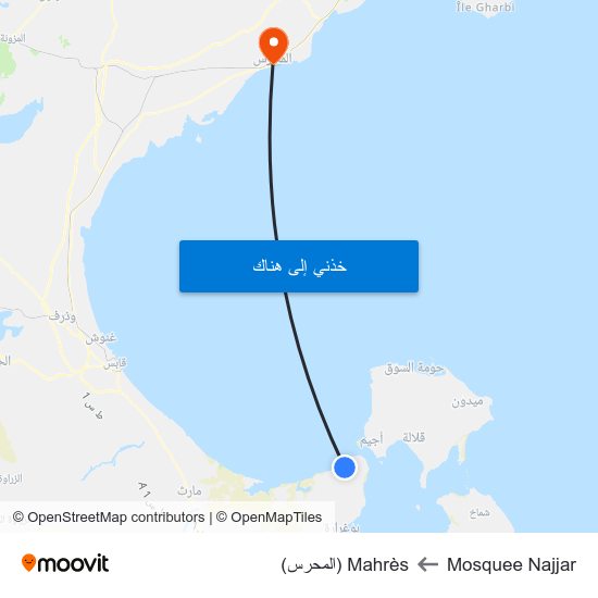 Mosquee Najjar to Mahrès (المحرس) map