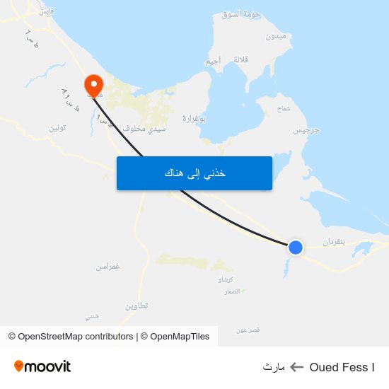 Oued Fess I to مارث map