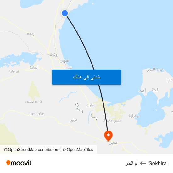 Sekhira to أم التمر map