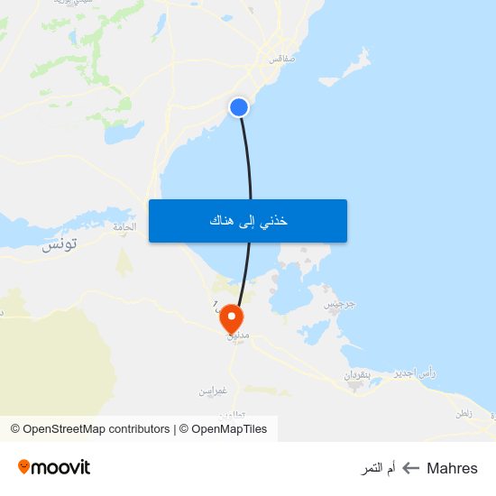 Mahres to أم التمر map