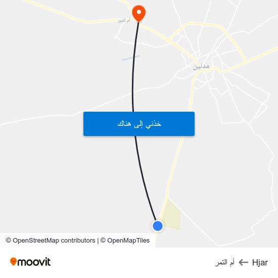 Hjar to أم التمر map