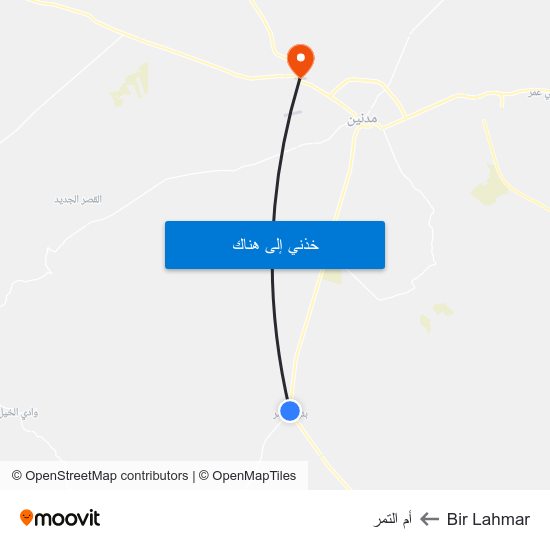 Bir Lahmar to أم التمر map