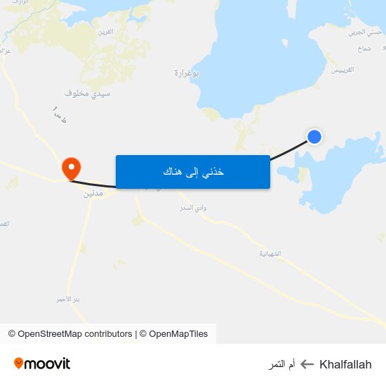 Khalfallah to أم التمر map