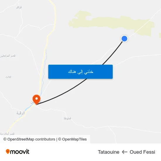 Oued Fessi to Tataouine map