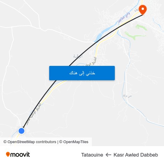 Kasr Awled Dabbeb to Tataouine map