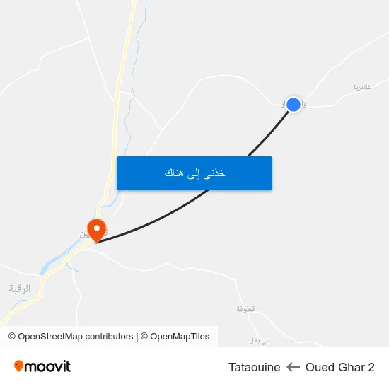 Oued Ghar 2 to Tataouine map
